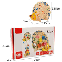 Wooden Fruits and Vegetables Lacing & Stringing Beads Toys with Hedgehog - Helaya