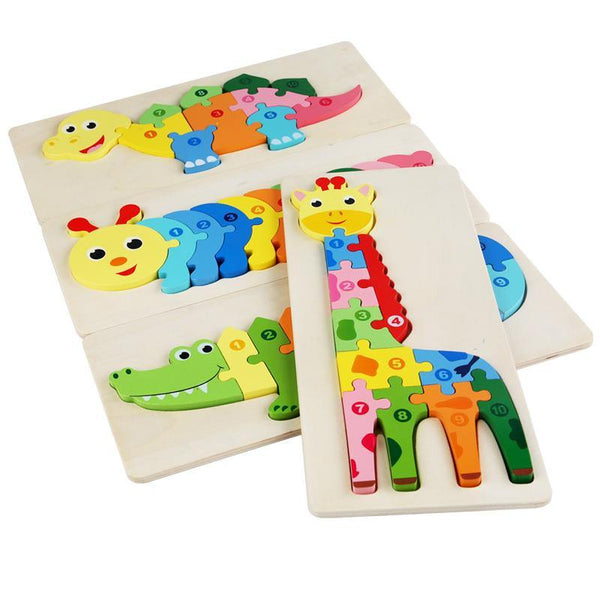 Wooden Large Animal & Number Puzzle - Helaya