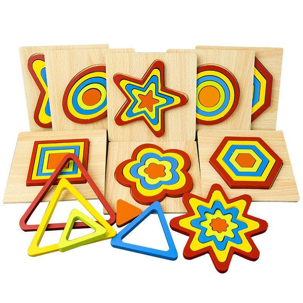 Wooden Geometric Shape Puzzles - Helaya