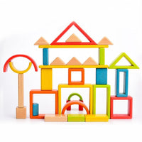Rainbow Stacking Wooden Building Blocks - Helaya