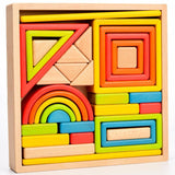 Rainbow Stacking Wooden Building Blocks - Helaya