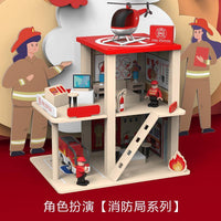 Pretend Play Wooden Fire Department - Helaya