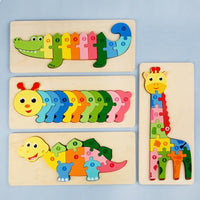 Wooden Large Animal & Number Puzzle - Helaya