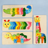 Wooden Large Animal & Number Puzzle - Helaya