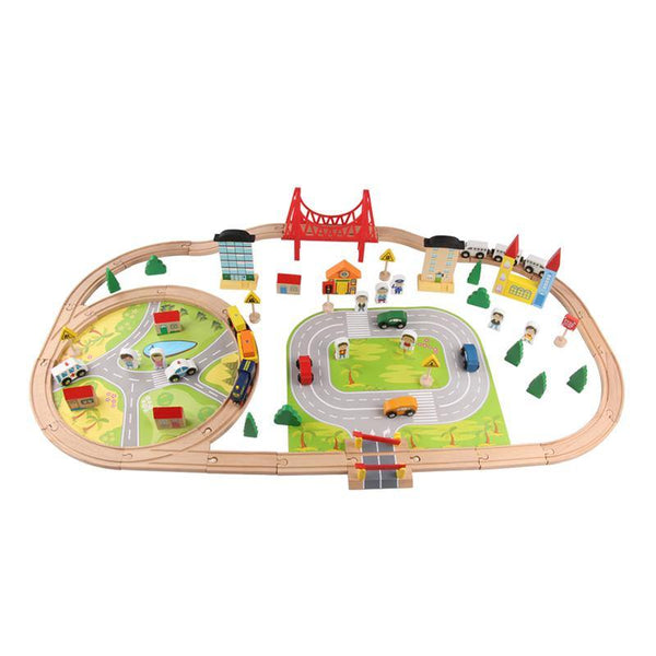 82 Pieces 3.2kg Wooden Train Track - Helaya