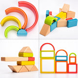 Rainbow Stacking Wooden Building Blocks - Helaya