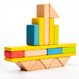 Rainbow Stacking Wooden Building Blocks - Helaya