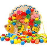 Wooden Fruits and Vegetables Lacing & Stringing Beads Toys with Hedgehog - Helaya