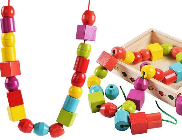 Geometric Shape Wooden Lacing Beads Set - Helaya