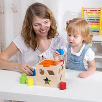 Big Wooden Shape Sorting Cube - Helaya