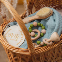 Eco Friendly Crochet and Wooden Rattle Infant Gift Box - Helaya