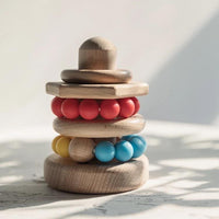 Natural Silicon Bead and Wooden Rings Educational Stacking Toy - Helaya