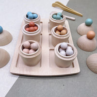 Colour Sorting Beads Tray with Wooden Cups - Helaya