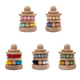 Natural Silicon Bead and Wooden Rings Educational Stacking Toy - Helaya