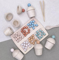 Colour Sorting Beads Tray with Wooden Cups - Helaya
