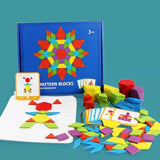 Wooden Pattern Blocks- Montessori Learning - Helaya