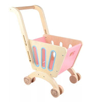 Wooden Shopping Cart-Pretend Play Shopping - Helaya