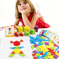 Wooden Pattern Blocks- Montessori Learning - Helaya