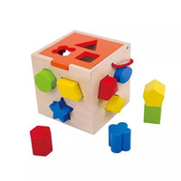 Big Wooden Shape Sorting Cube - Helaya