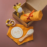 Eco Friendly Crochet and Wooden Rattle Infant Gift Box - Helaya