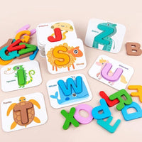 Fun Learning wooden Letter and Number Tiles with Pictures - Helaya