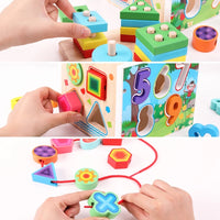 Wooden Geometry Shape Matching Cube