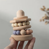 Natural Silicon Bead and Wooden Rings Educational Stacking Toy - Helaya