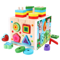 Wooden Geometry Shape Matching Cube