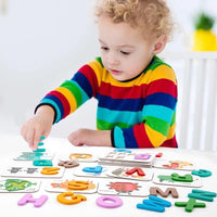 Fun Learning wooden Letter and Number Tiles with Pictures - Helaya